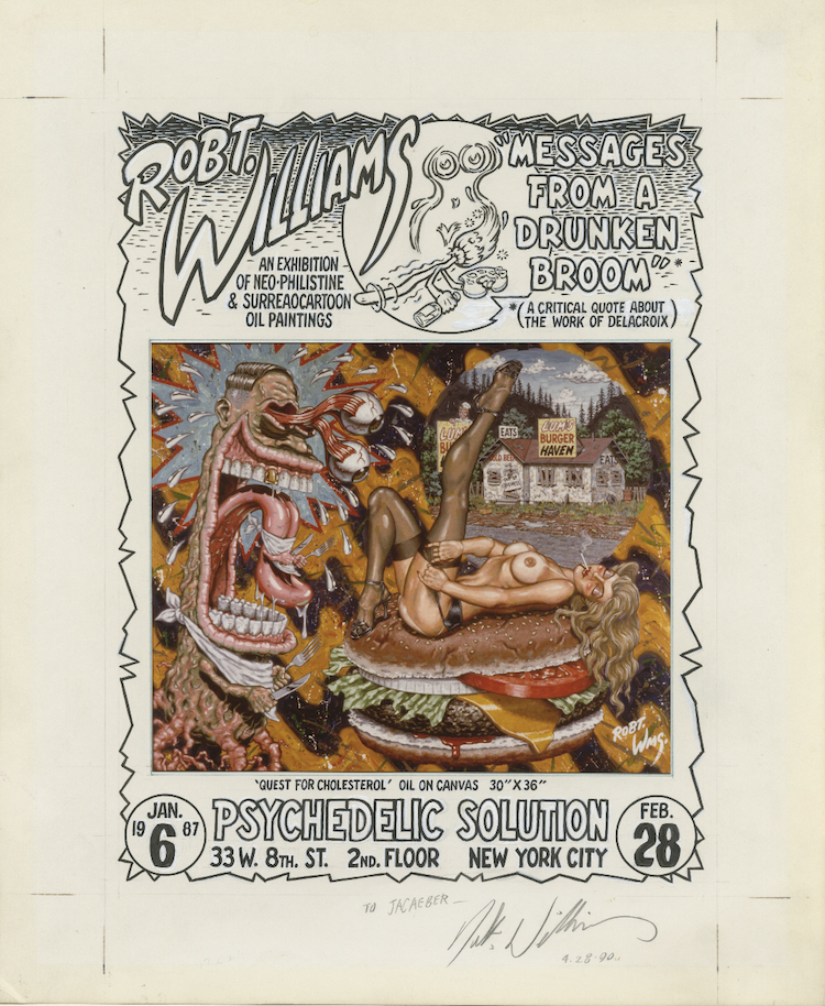 Robert Williams Psychedelic Solution Exhibition (poster design), 1987 Ink and mechanical pencil on poster 13 x 10.25 inches
